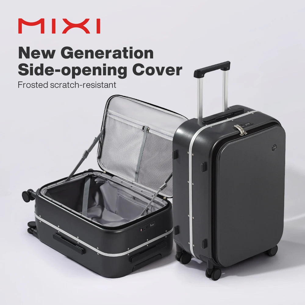 Mixi Aluminum Frame Carry-On Luggage Spinner Front Opening