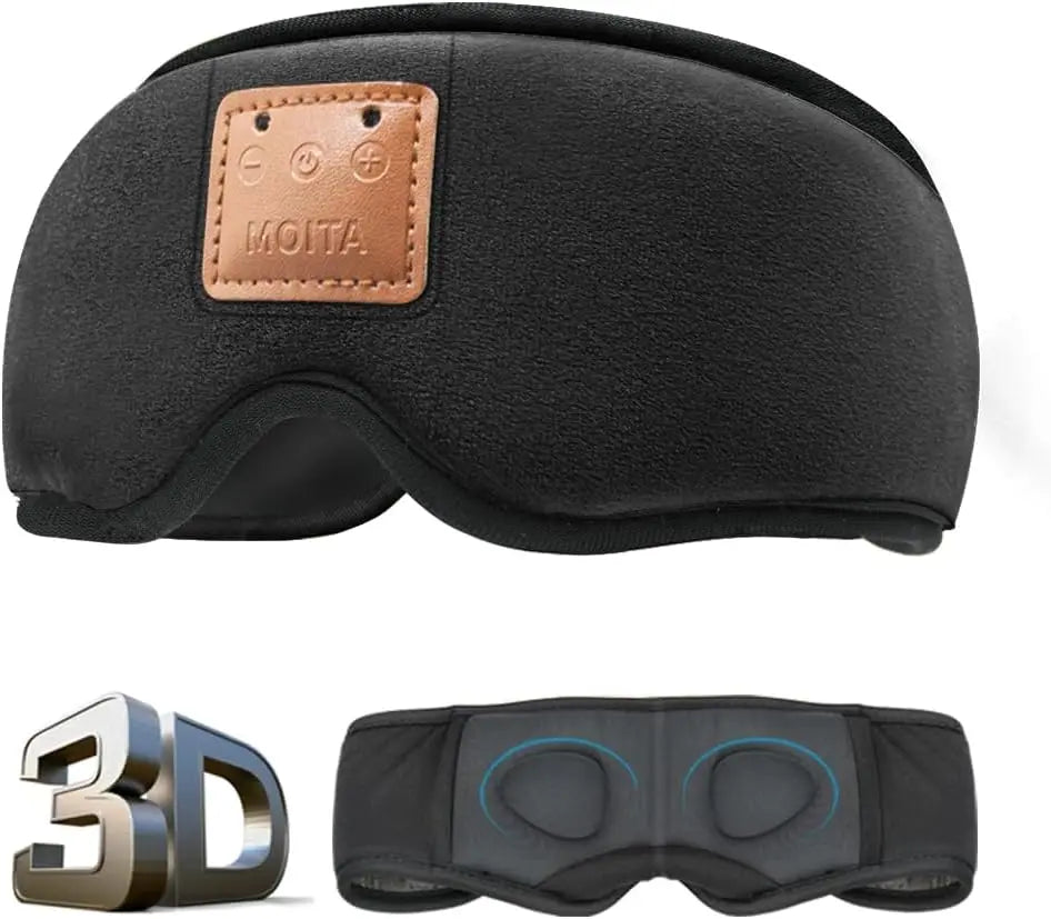 3D Sleeping Eye Mask with Built-in Sponge Speakers, Wireless Bluetooth Headphones Sleep Mask for Sleeping, Napping, Travelling