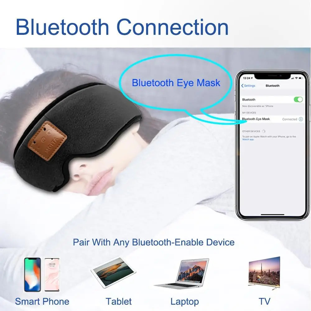 3D Sleeping Eye Mask with Built-in Sponge Speakers, Wireless Bluetooth Headphones Sleep Mask for Sleeping, Napping, Travelling