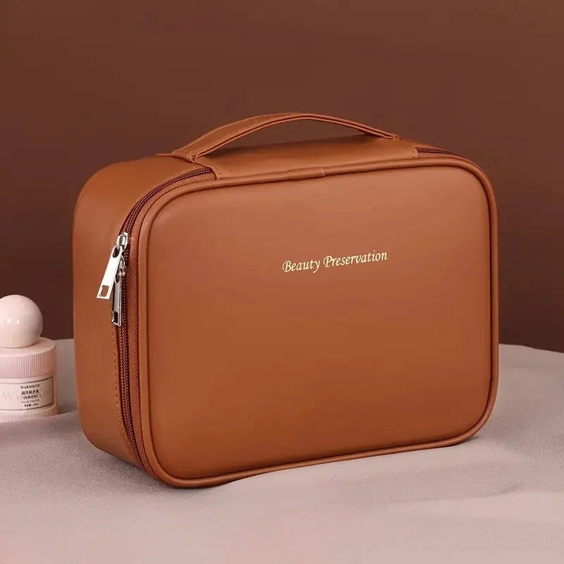 Waterproof PU Travel Cosmetic Bag With Organized Storage Divider