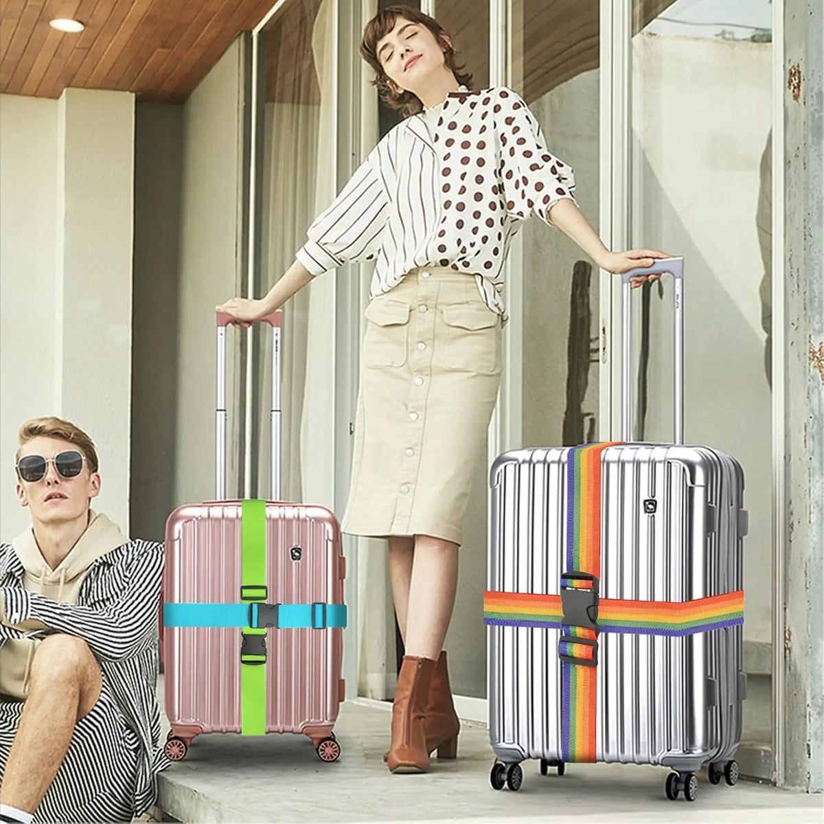Elastic Luggage Straps for Suitcases With Secure Travel Buckle Set