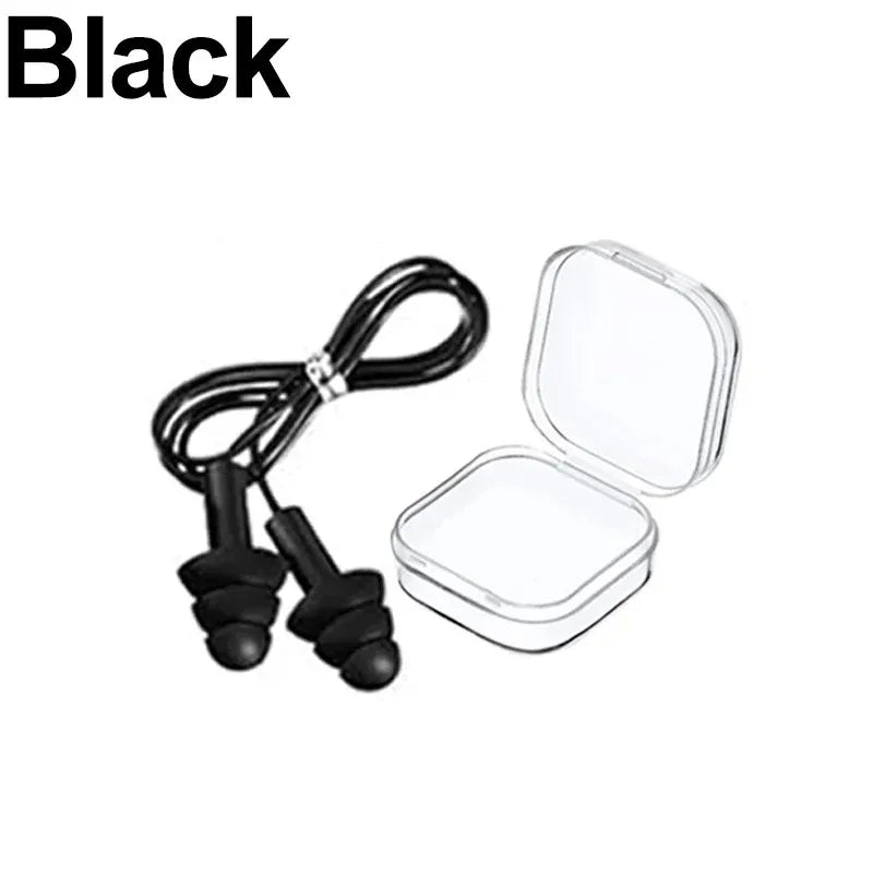 Silicone Corded Ear Plug Protector Anti Lost Reusable Hearing Protection Noise Reduction Safe Swimming Work Earplugs With Rope