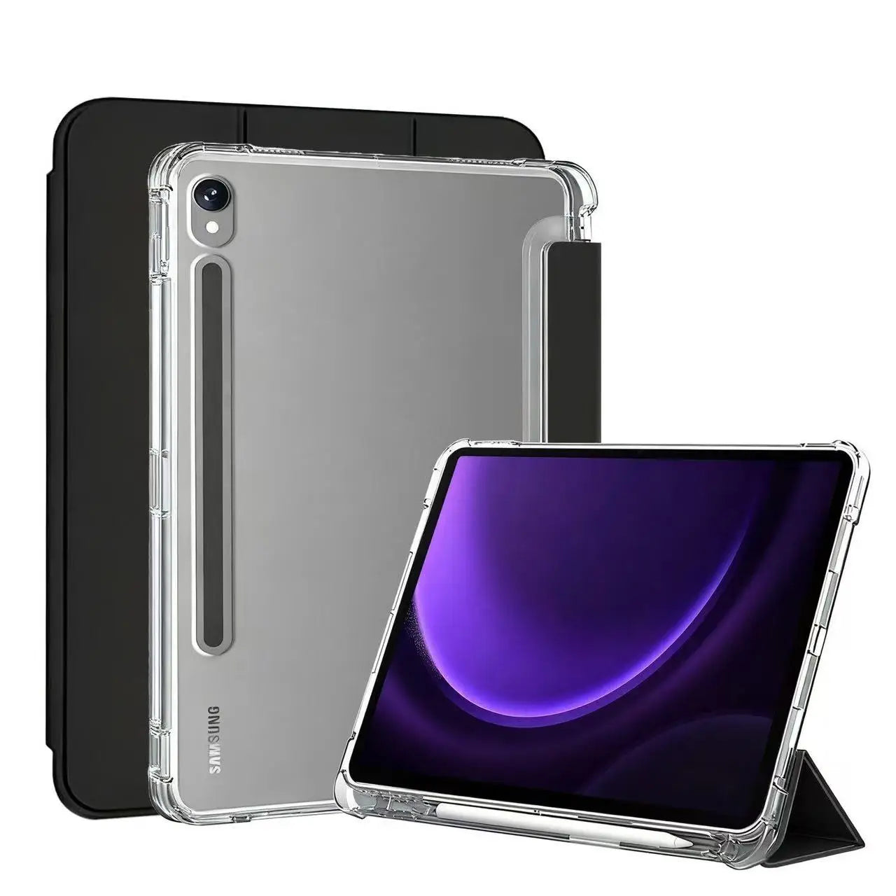 For Samsung Galaxy Tab S9 FE S10 Plus S9 S8 S7 Plus FE 12.4 11 Case Matte Transparent Back Cover Tab A11 A9 Plus 11 S Pen Holder