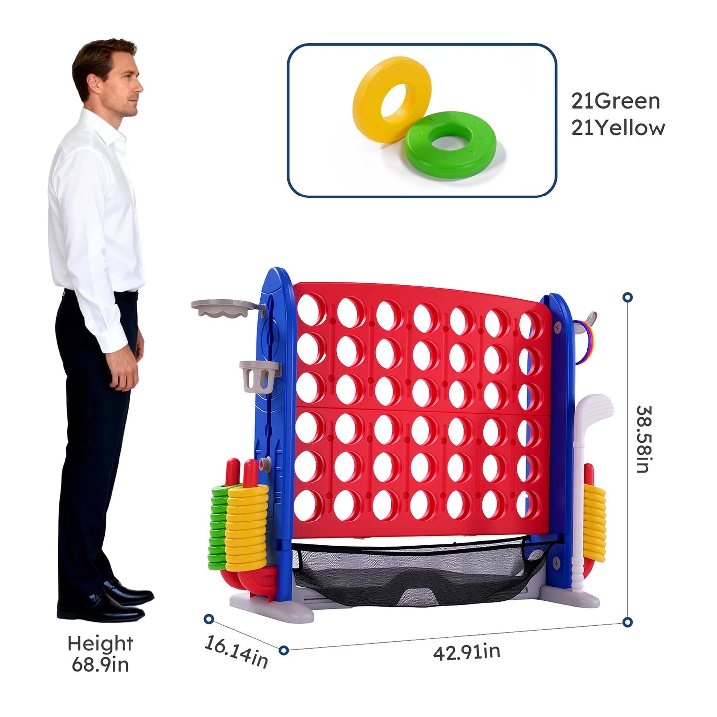 Giant Connect Game Basketball Hoop Ring Toss Outdoor Family Playset