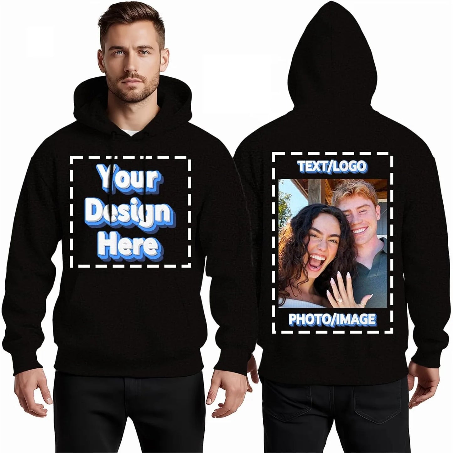 Personalized Hoodie with Name/Logo/Photo - Because Gift for Best Friend Family