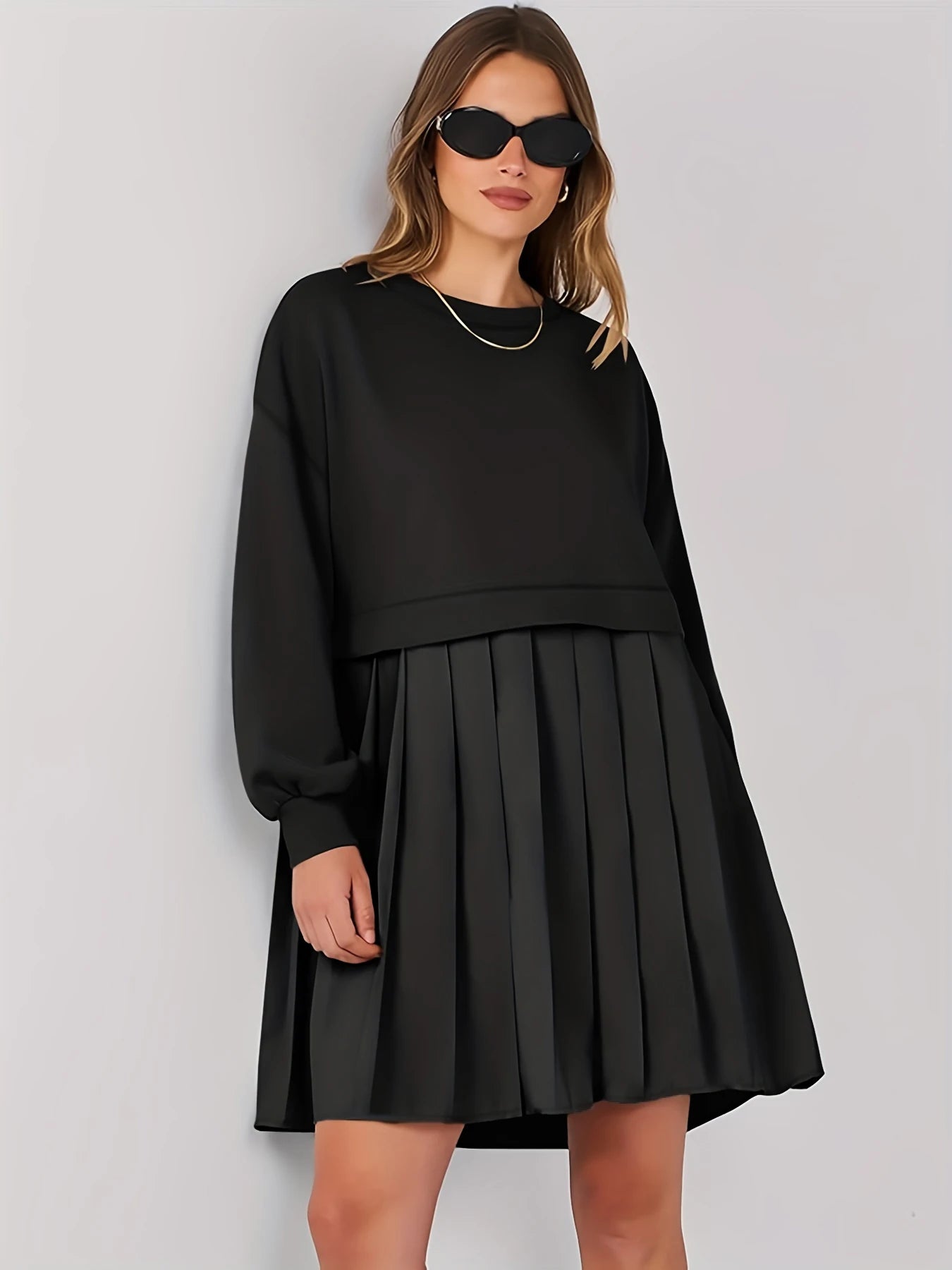 Plus Size Women Pleated Dress Fashion Comfortable Dress