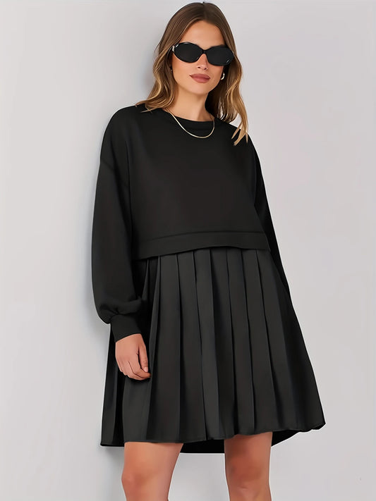 Plus Size Women Pleated Dress Fashion Comfortable Dress