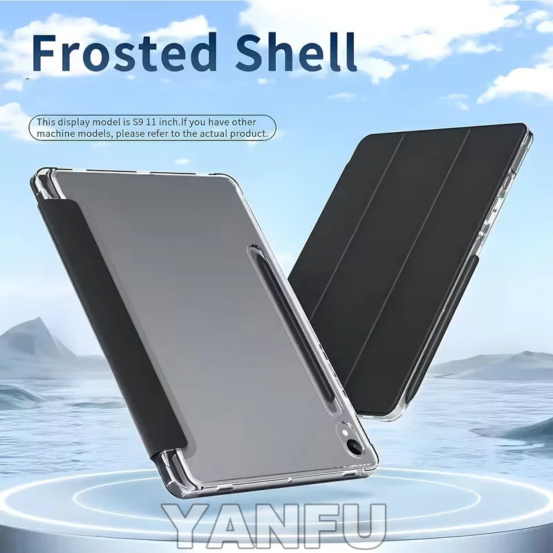 For Samsung Galaxy Tab S9 FE S10 Plus S9 S8 S7 Plus FE 12.4 11 Case Matte Transparent Back Cover Tab A11 A9 Plus 11 S Pen Holder