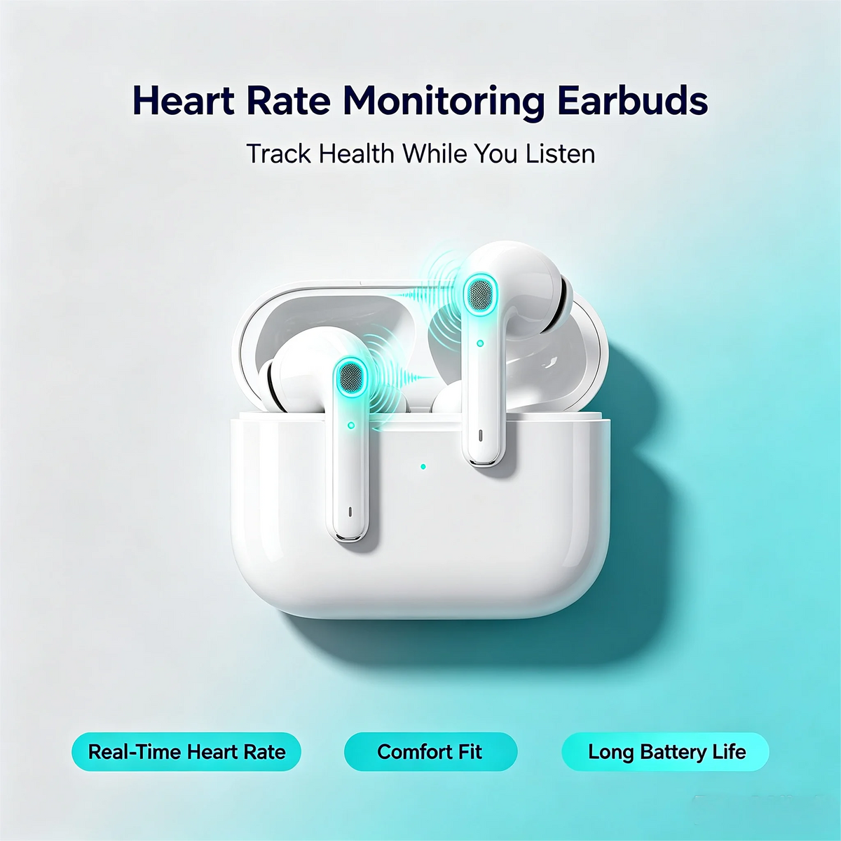 ZZLOVE Noise Cancelling Bluetooth Sport Earbuds With Heart Rate Monitor
