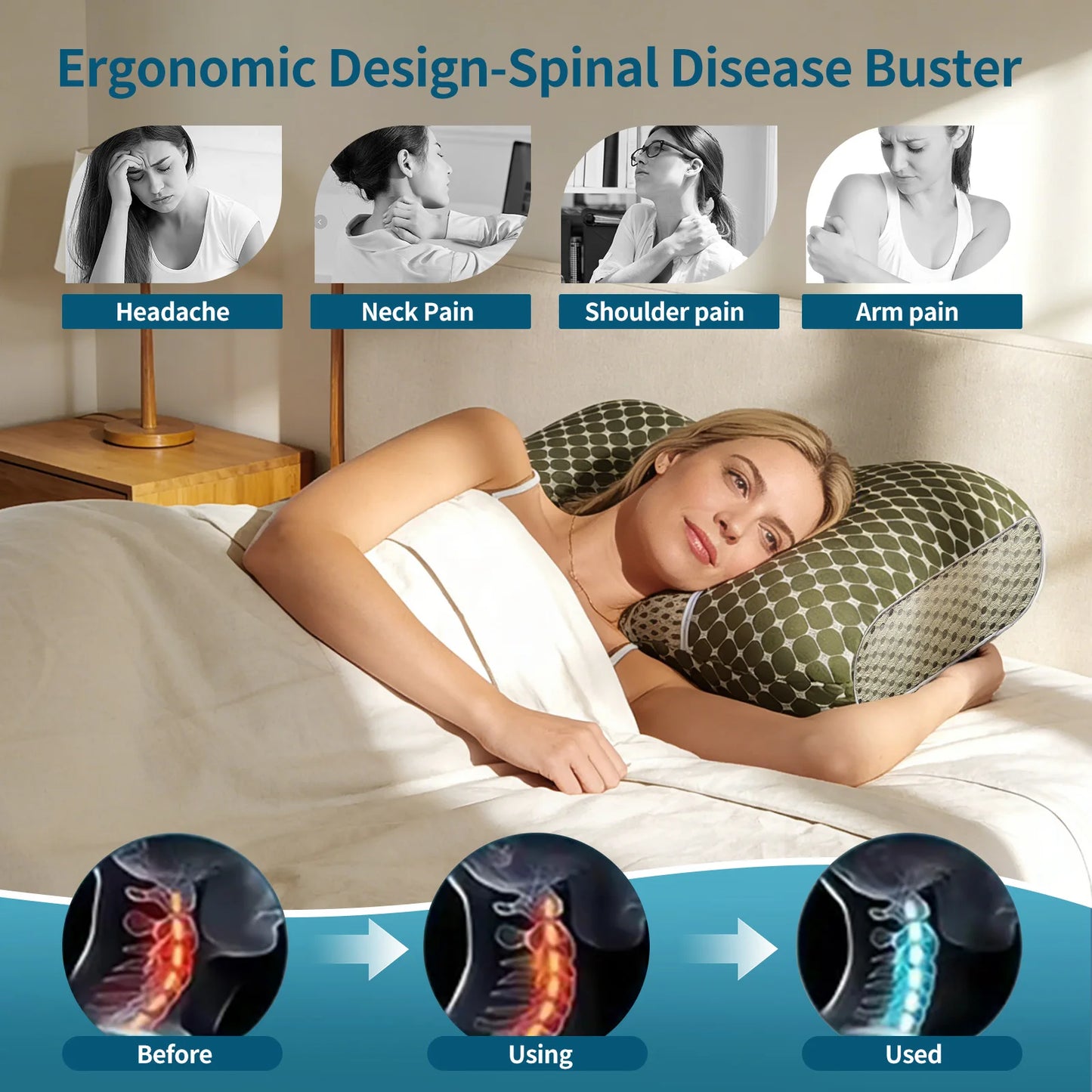 Couples Soft Knit Neck Massage Pillow With Adjustable Ergonomic Design