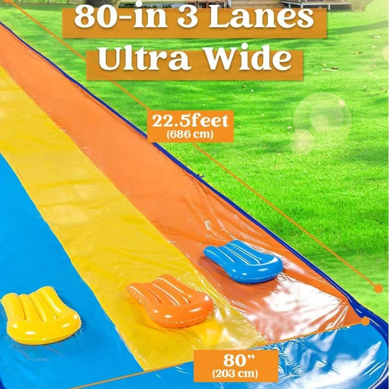 Joyfy Triple Water Slide Bodyboards And Sprinkler For Backyard Fun