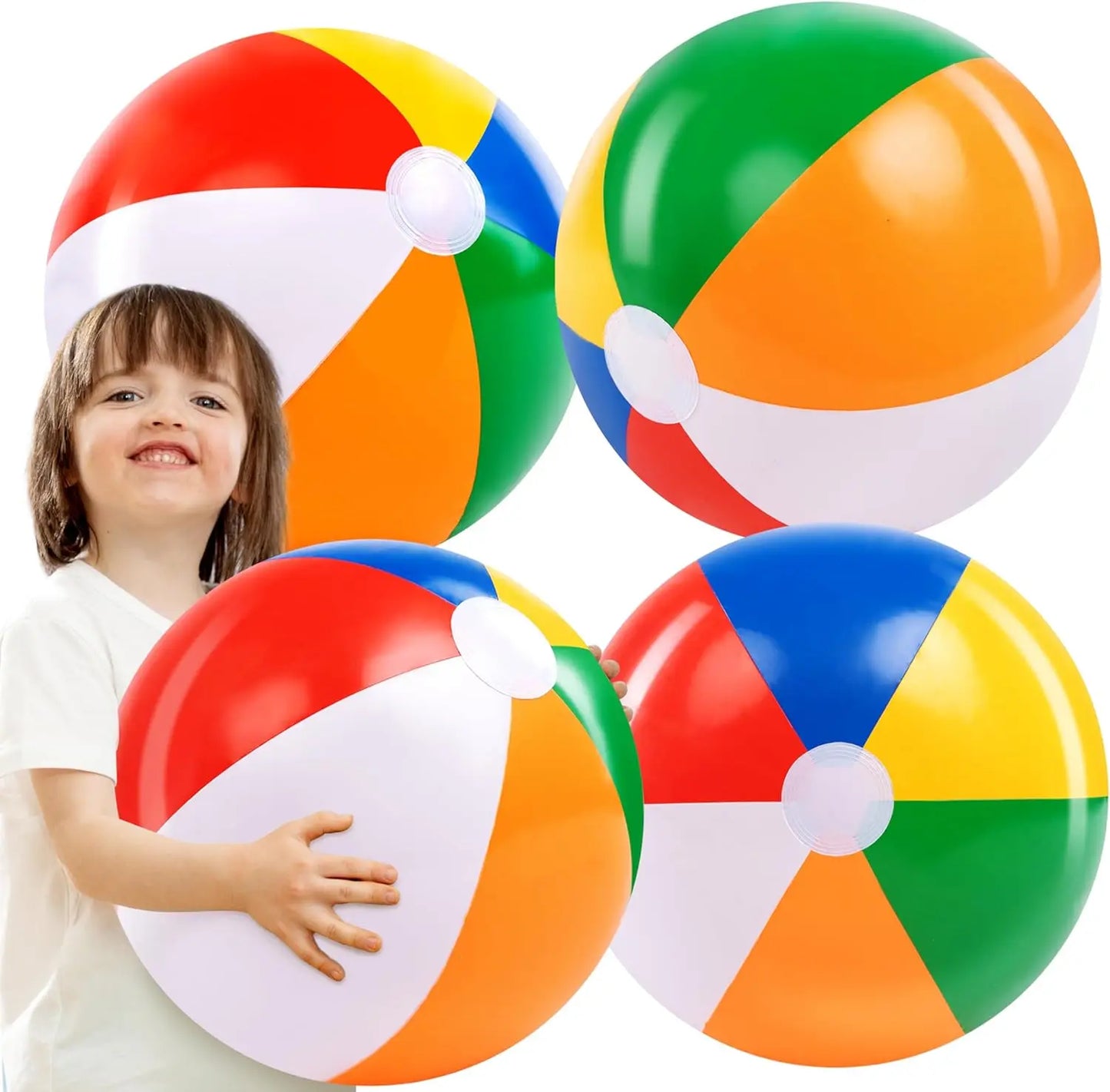 Joyfy 4 Pack Inflatable Beach Balls Outdoor Pool Party Toys