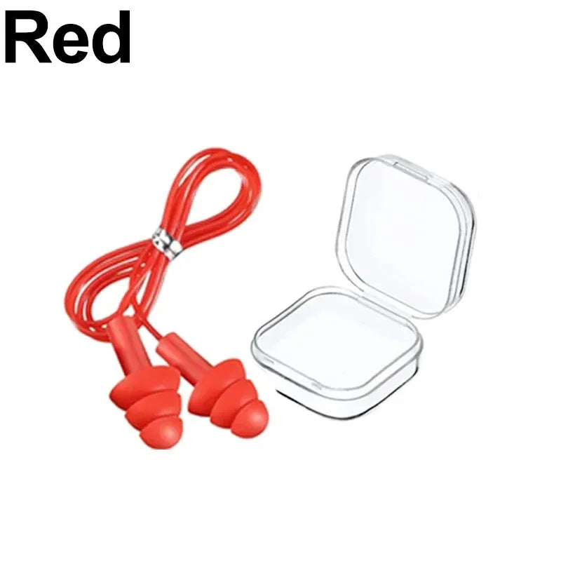 Silicone Corded Ear Plug Protector Anti Lost Reusable Hearing Protection Noise Reduction Safe Swimming Work Earplugs With Rope