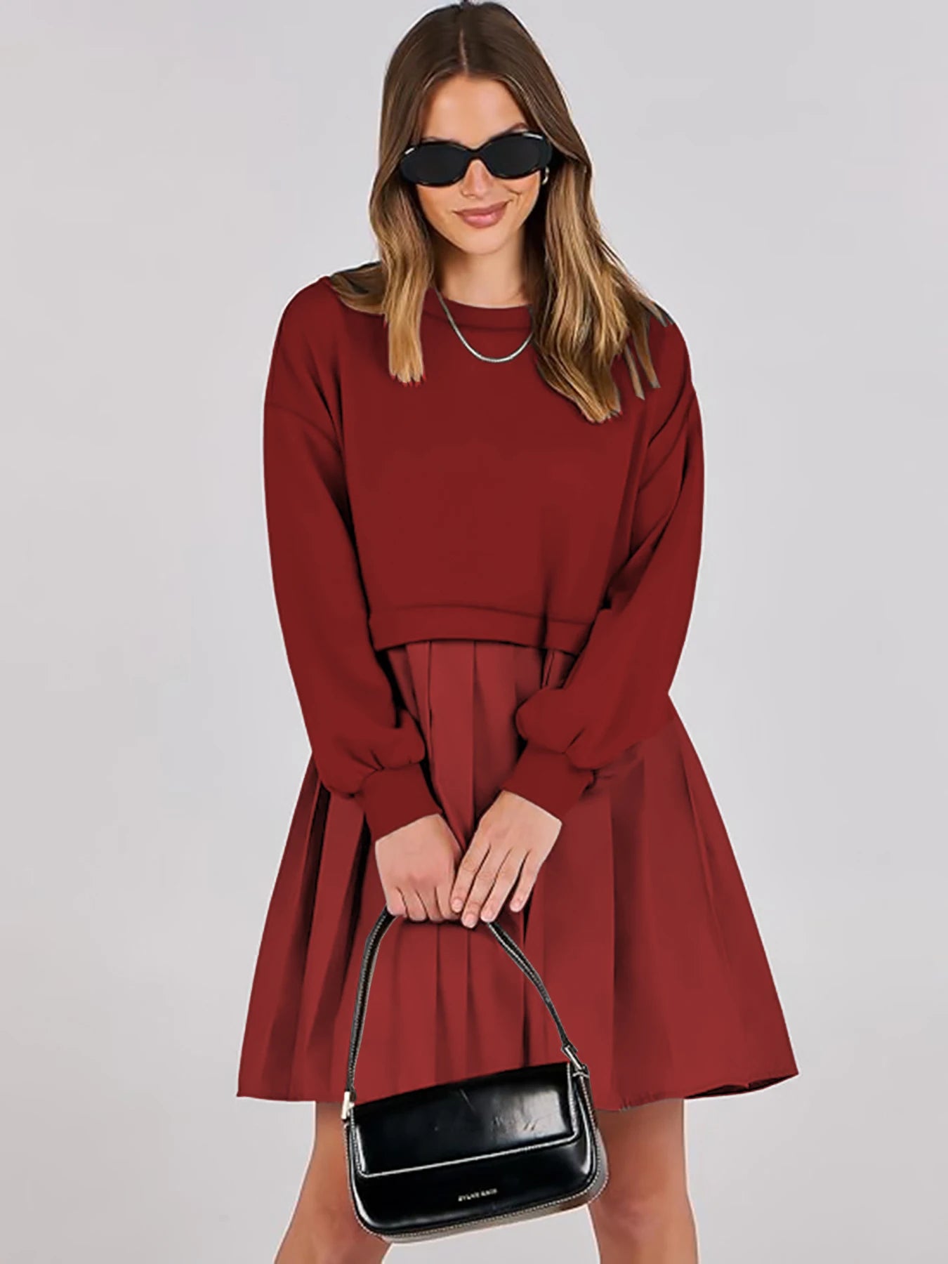 Plus Size Women Pleated Dress Fashion Comfortable Dress