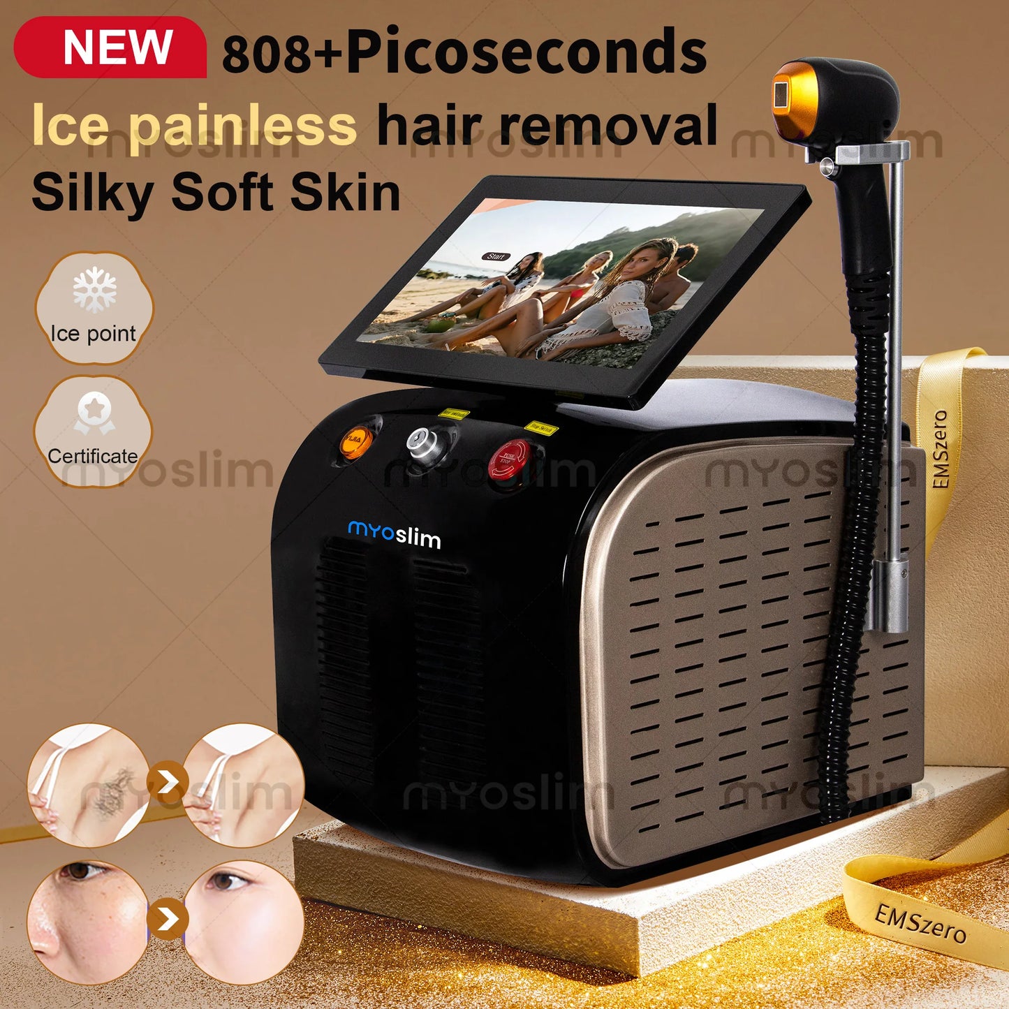 808 Diode Hair Removal Lase Machine 3 Wavelength Alexandrit 2in1 Picosecond Epilator Permanent Removal Painless Tattoo Wash Brow