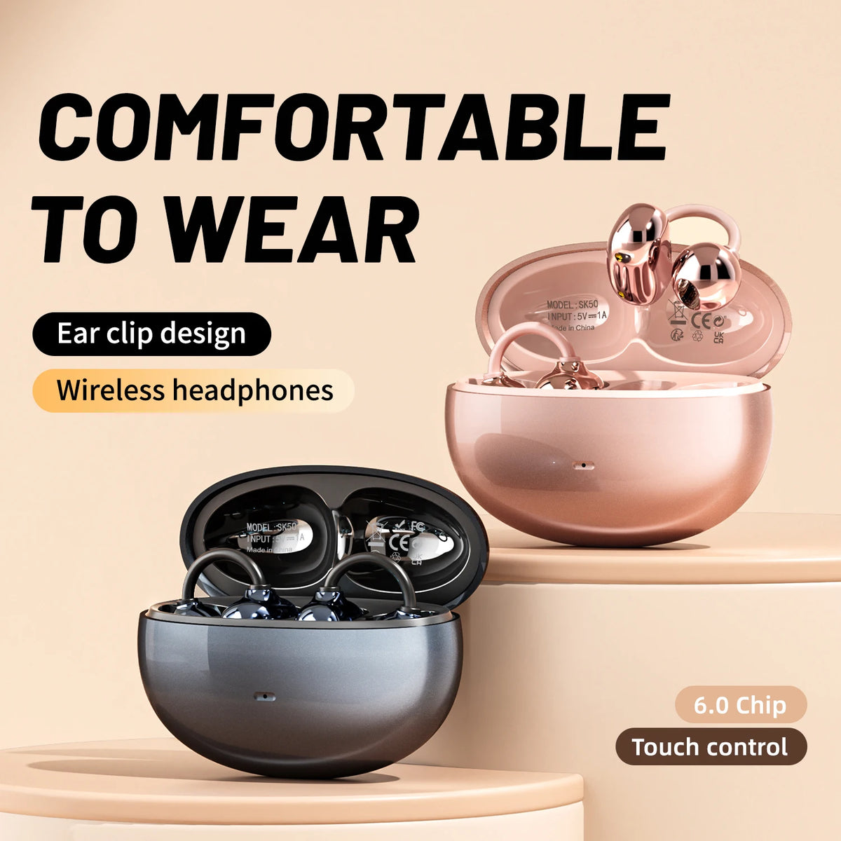 Insonixn Open Ear Clip Wireless Bluetooth Headphones