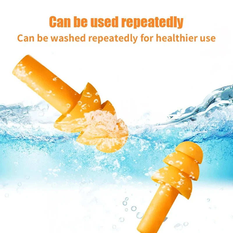Silicone Corded Ear Plug Protector Anti Lost Reusable Hearing Protection Noise Reduction Safe Swimming Work Earplugs With Rope