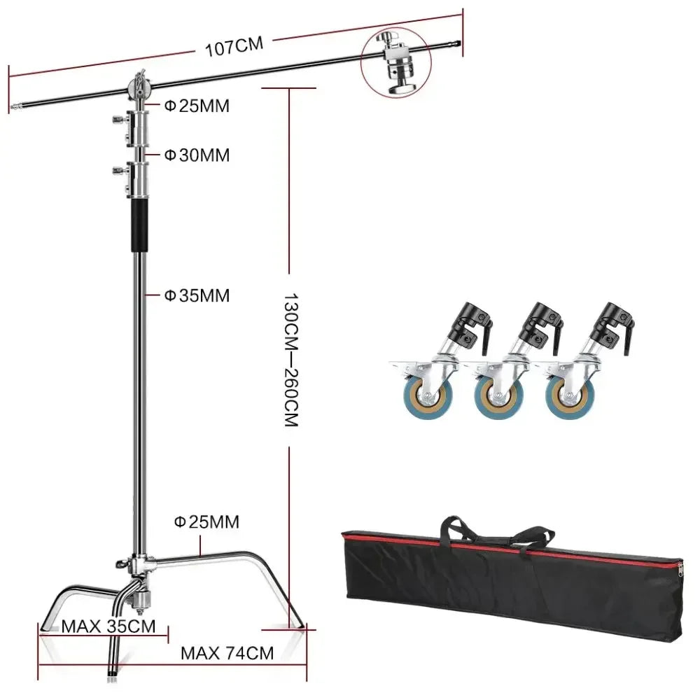SH Photography C Stand Tripod With Boom Arm Grip Head