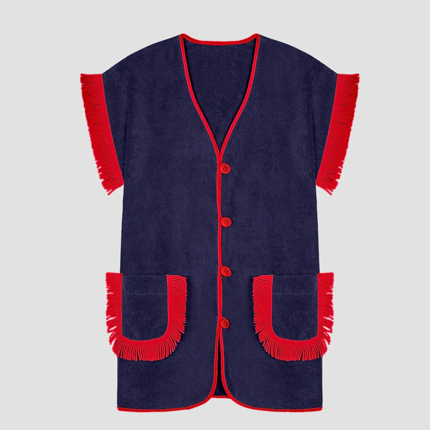 Women's Tassel V-Neck Top & Shorts 2 Piece Set Short Sleeve Button Cardigan Pajamas Lounge Wear Fashion Casual Streetwear