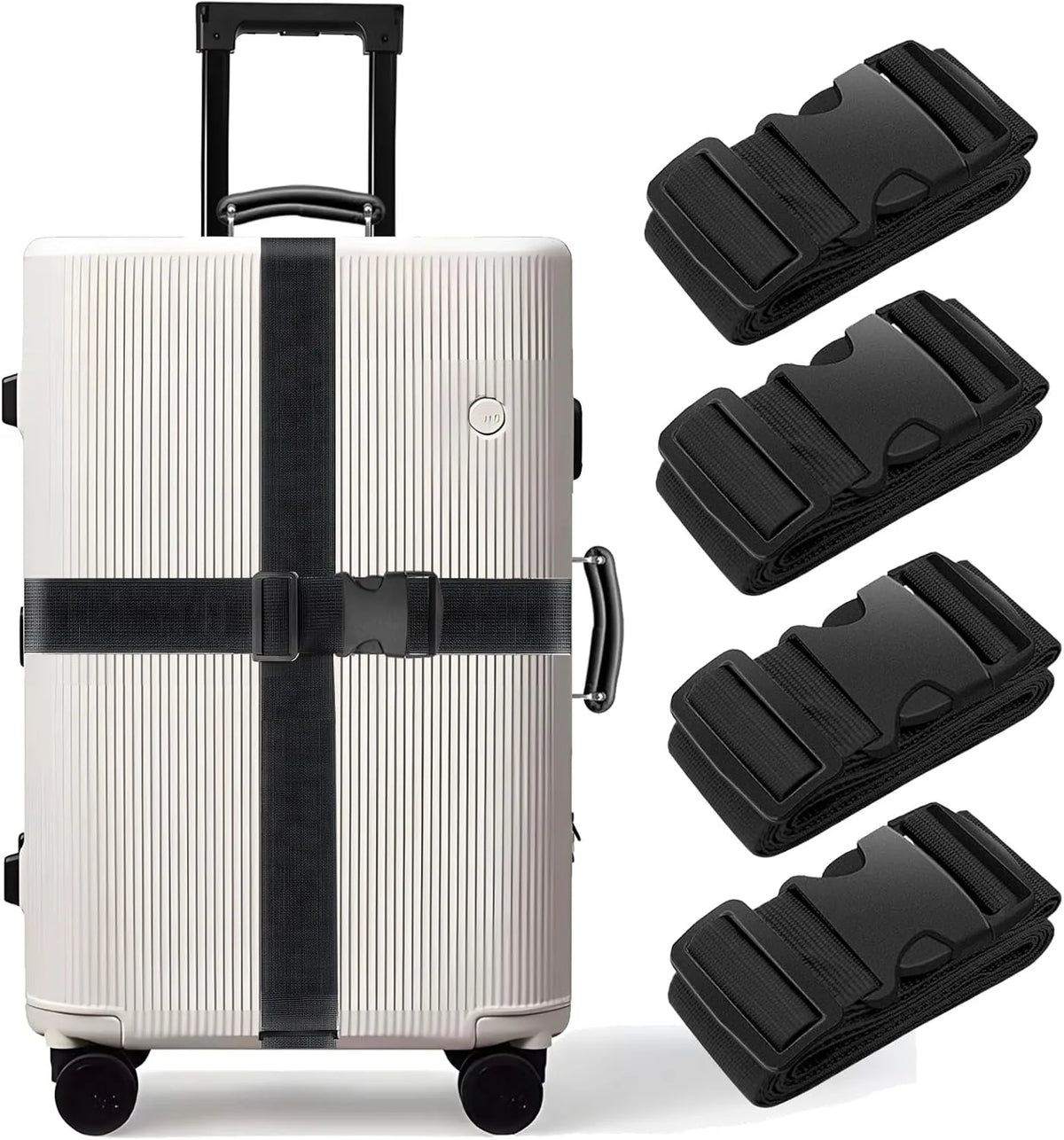 Elastic Luggage Straps for Suitcases With Secure Travel Buckle Set
