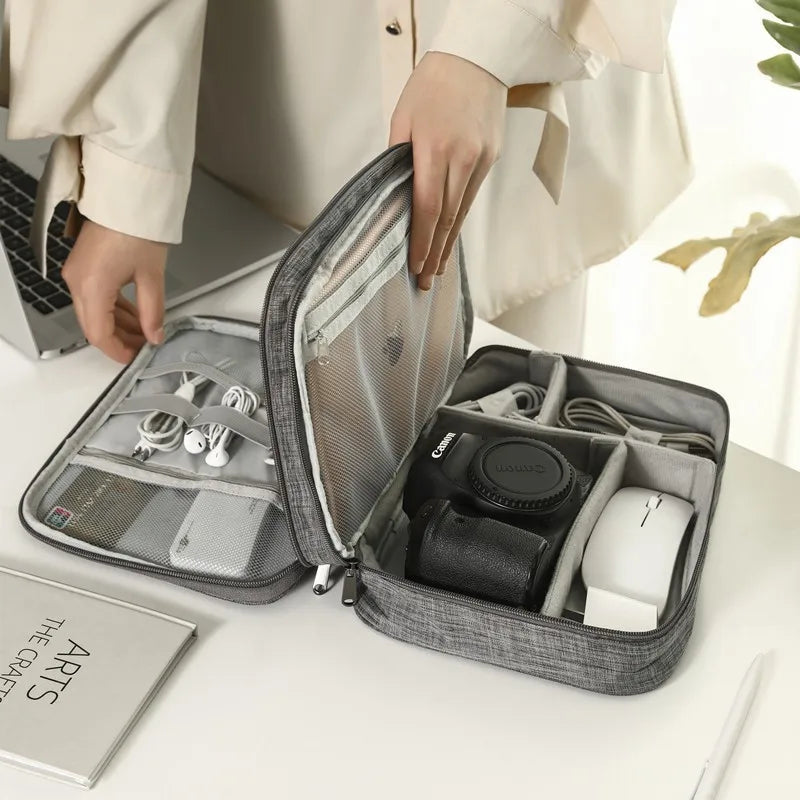 Portable Multi Layer Digital Storage Bag Cable Organizer for Travel