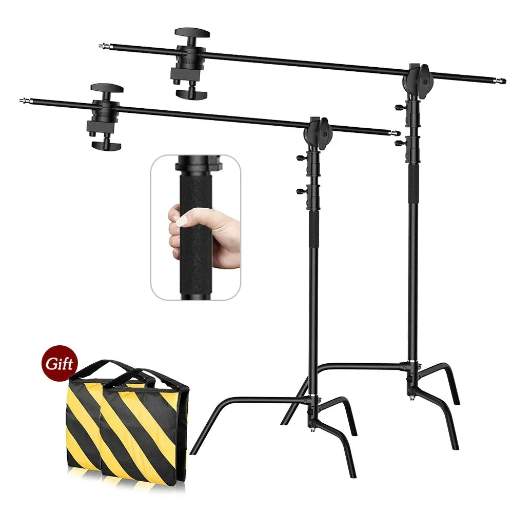 SH Photography C Stand Tripod With Boom Arm Grip Head