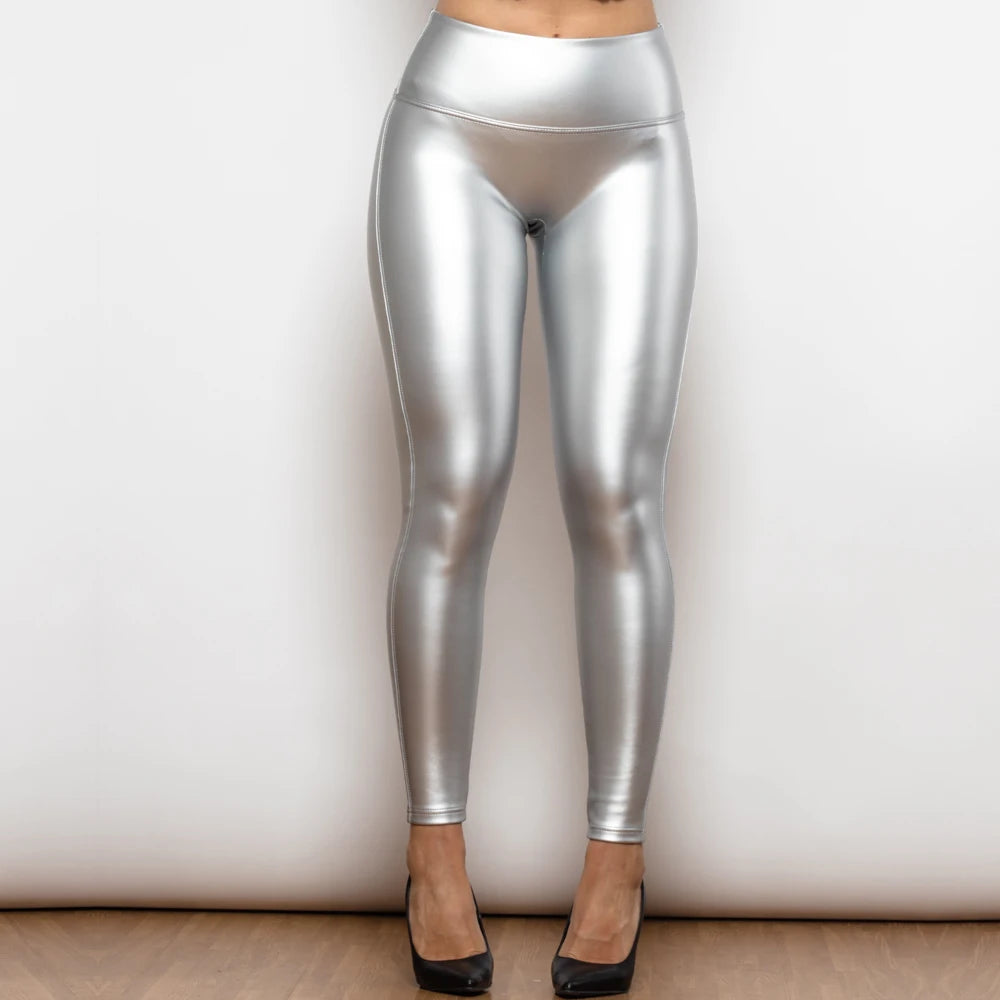 Shascullfites Melody High Waist Faux Leather Leggings Skinny Pants 8 Colors Available for Women Regular Fit Plus Size Leggings