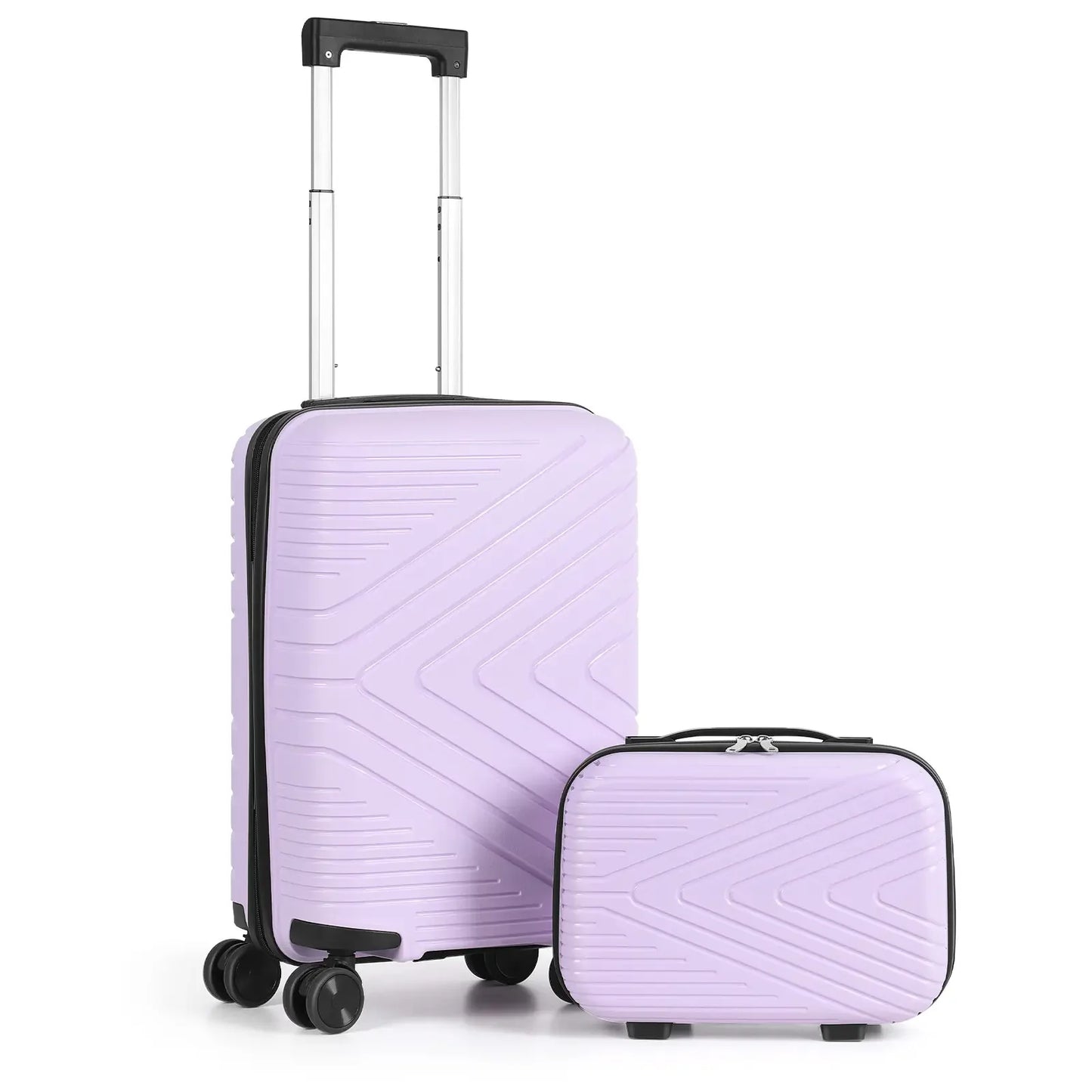 Travel Set of 2 Luggage Hooks with Matching Suitcases (14" + 20") Triangular Pattern, Black Color, PP Material for Stylish