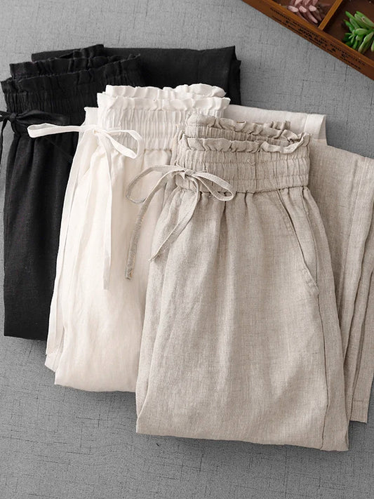 Women's High Waist Wide Leg Drapey Casual Trousers