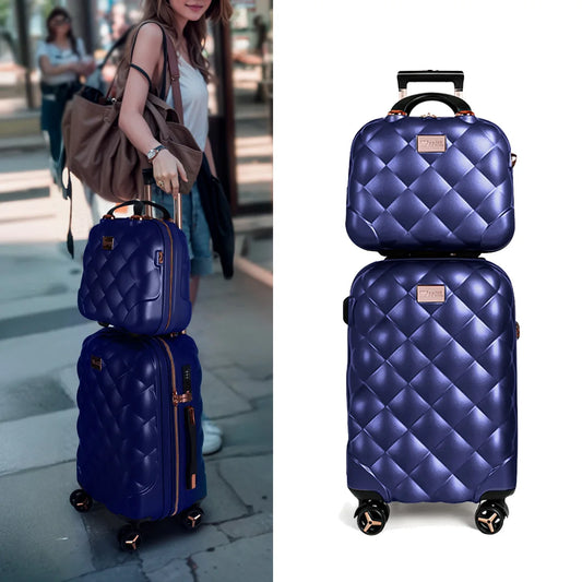 Hard Shell Luggage Set 20in+14in Airline Approved PP Durable Lightweight Expandable Suitcase for Traveling 14inch Makeup Case