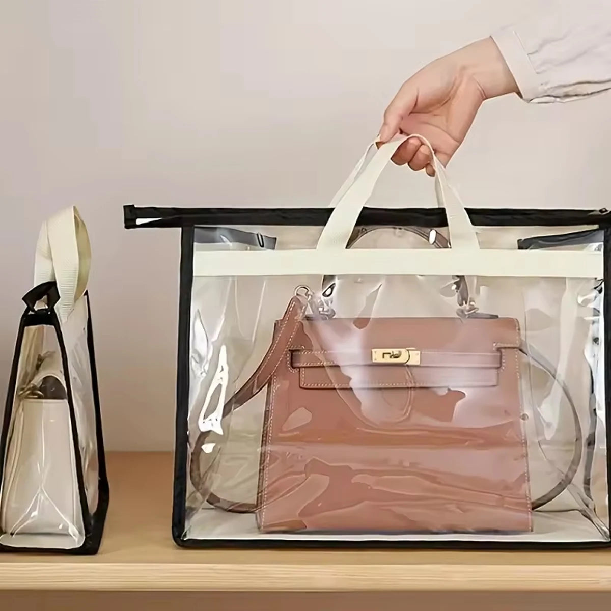Clear Handbag Dust Bags Zipper Hanging Storage Organizer For Closet