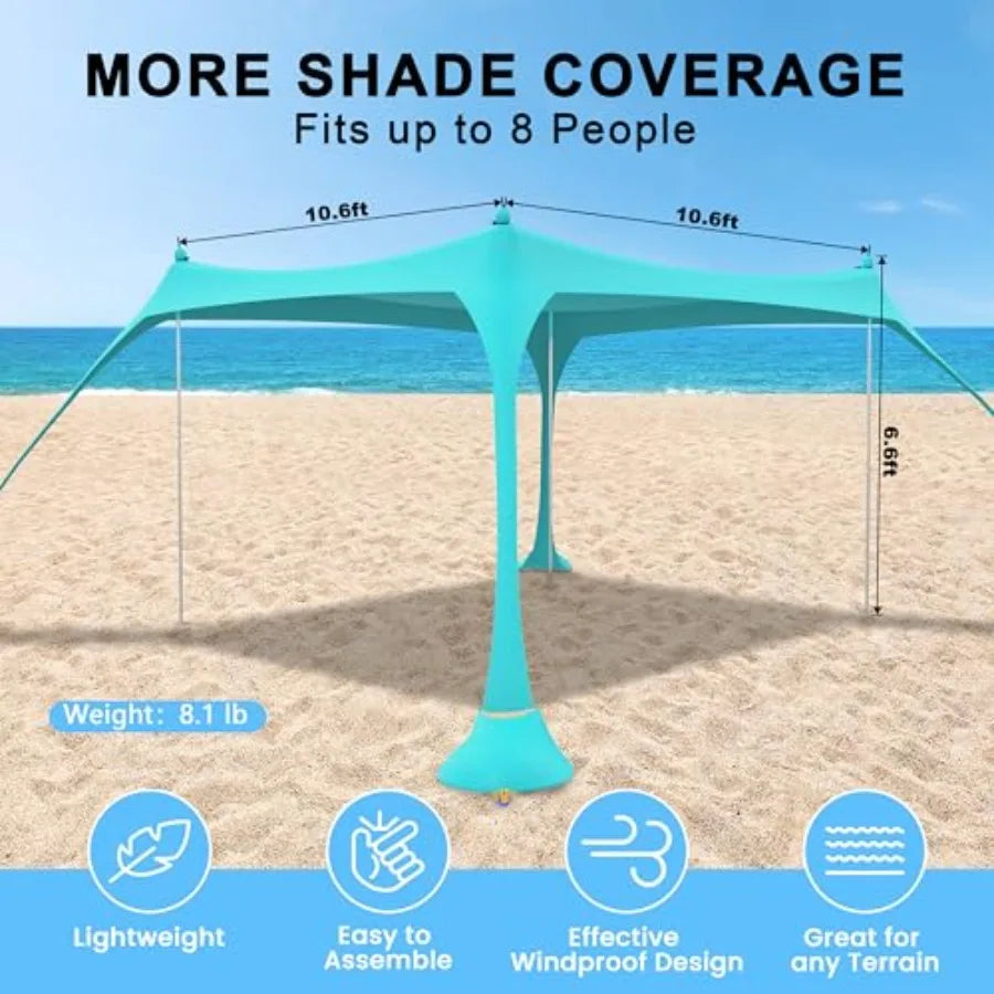 Beach Tent Sun Shelter UPF50 Outdoor Shade Canopy Easy Setup