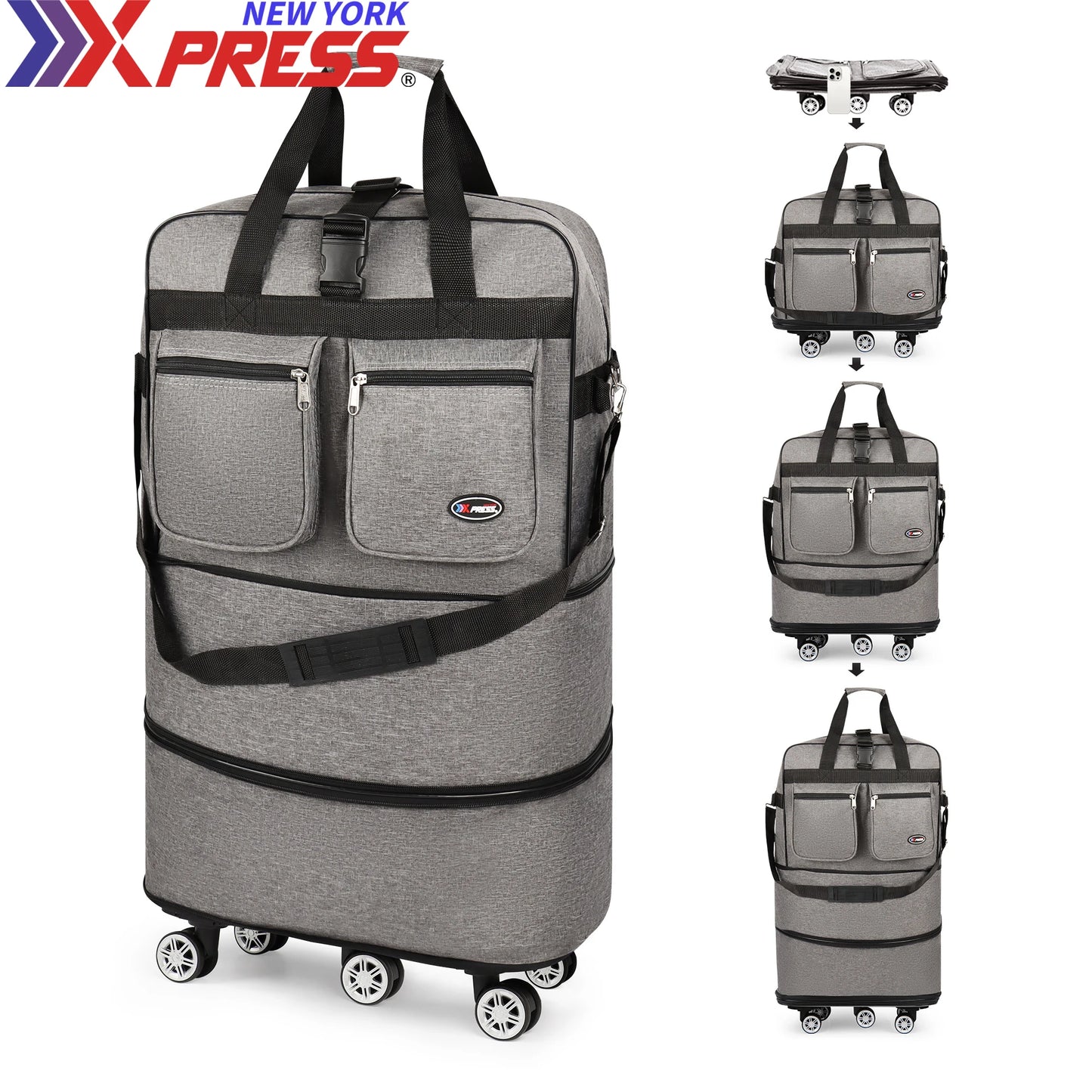Folding Travel Bag Luggage Compartment Swivel Wheel Storage Box Large Capacity Telescopic Luggage Bag Overnight Bag 30"/36"/40"
