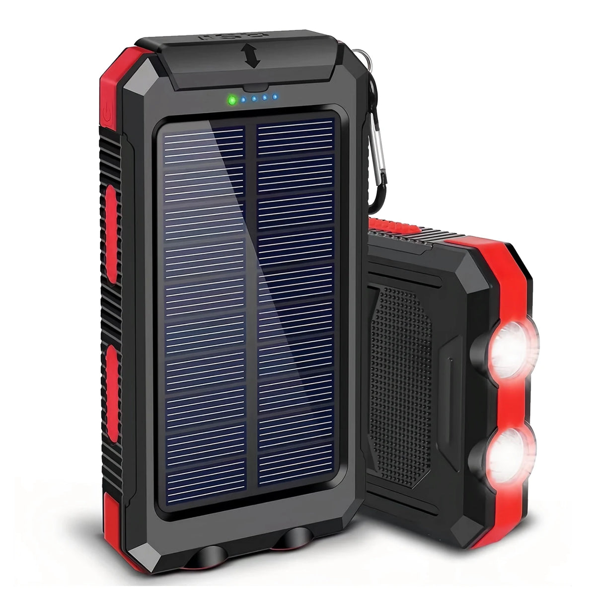 Solar Powered Waterproof Portable Power Bank With LED Flashlight