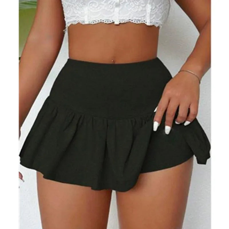 Women Quick-Dry Fitness Workout Skirt Athletic Tennis Skirt Pleated Yoga Skirts Running Skorts A-line High Waist Lined Shorts