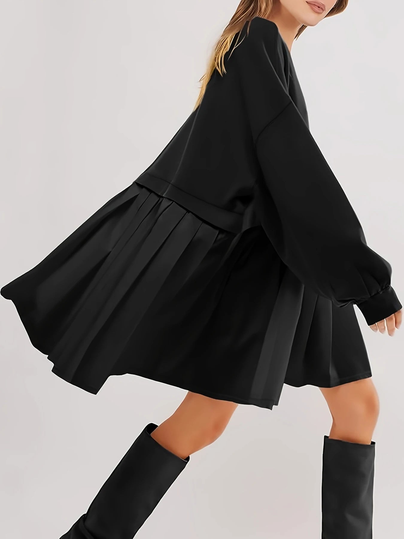 Plus Size Women Pleated Dress Fashion Comfortable Dress