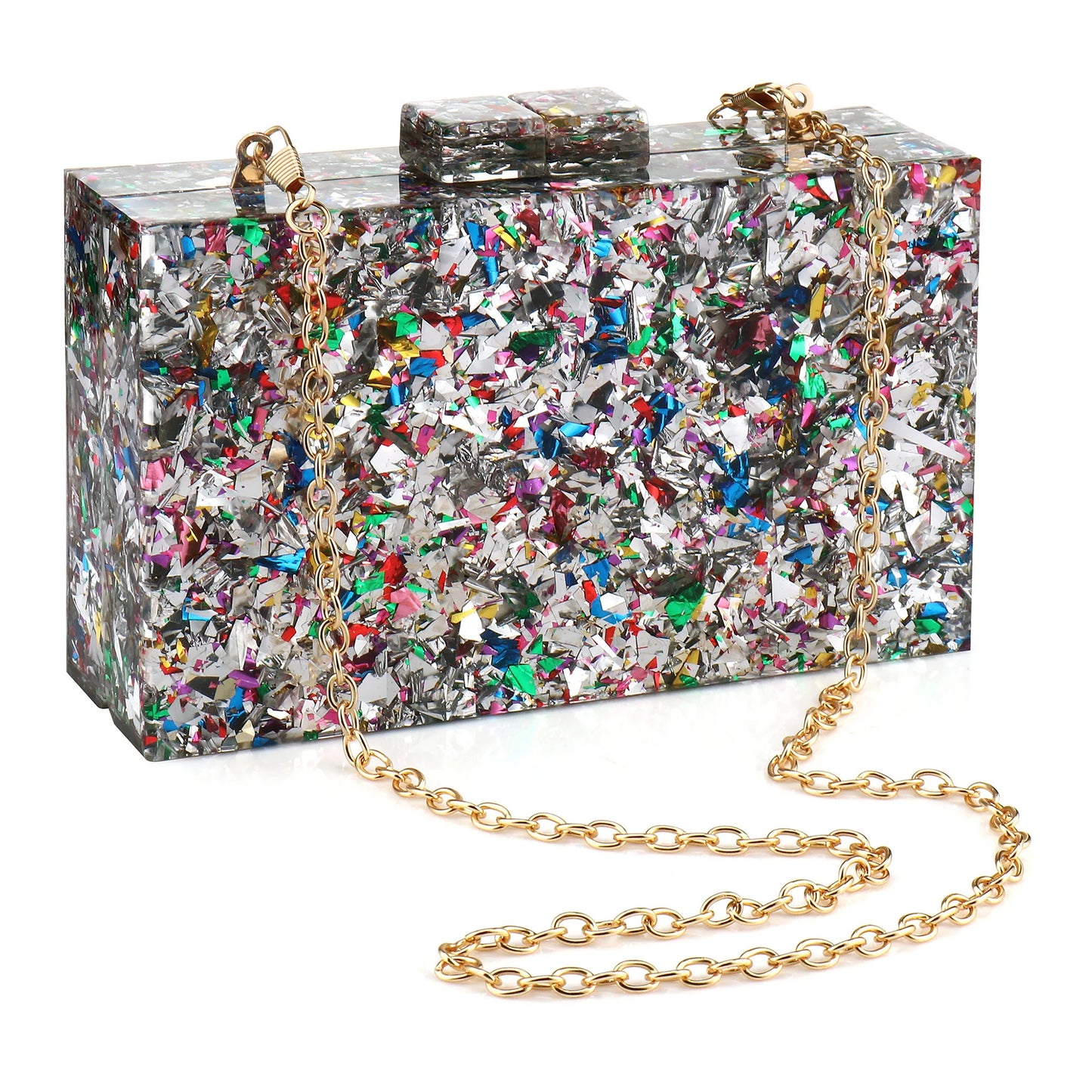 Luxury Acrylic Box Clutch Women Wedding Party Evening Chain Handbag