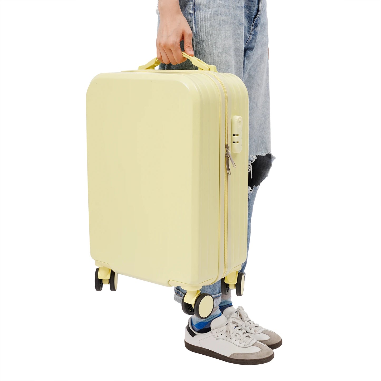 Bymaocar Business Carry On Luggage With ABS PVC Spinner Wheels 3 Digit Lock