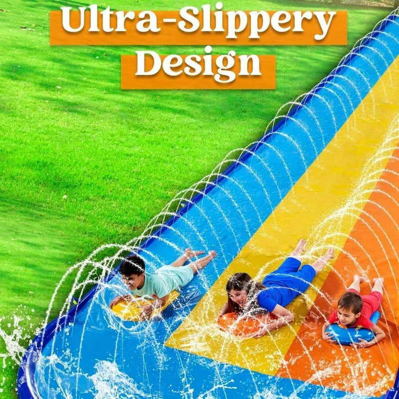 Joyfy Triple Water Slide Bodyboards And Sprinkler For Backyard Fun