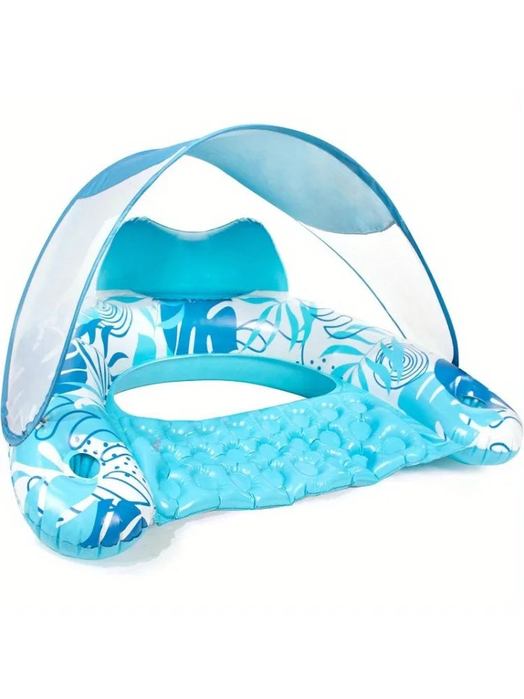 Joyfy XL Inflatable Pool Float With Canopy Lounge Chair