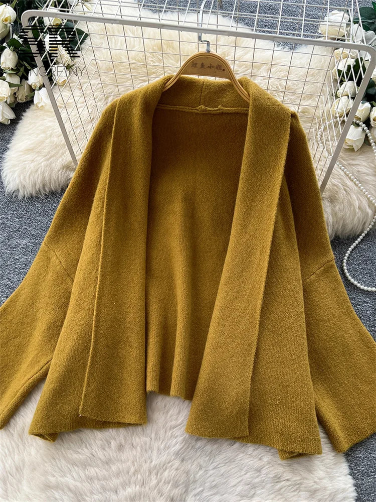 SINGREINY Autumn Chic Edgy Pants Sets Lapel Simple Cardigan+Halter Backless Tank Top+Long Pant 2026 Women Lazy Workwear 3pcs Set