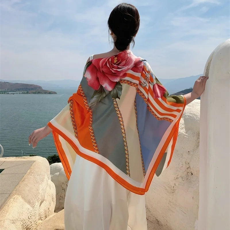Scoiry Velvet Travel Scarf Square Beach Cover Up For Women