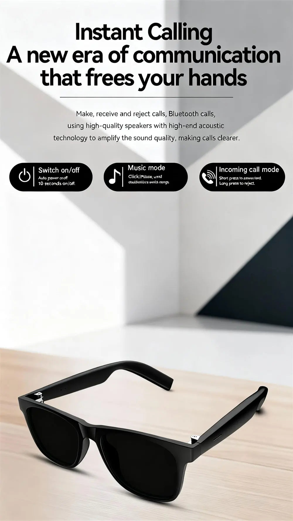 HOT D11 Smart Glasses Wireless Bluetooth Hands-Free Calling Music Play Headphones With Microphone Motion Stereo Speaker Glasses