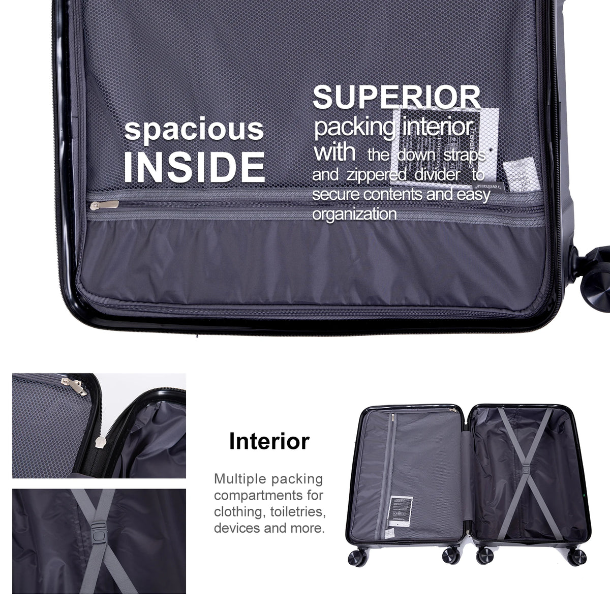 Travelhouse Lightweight Hardshell Spinner Luggage Set With TSA Lock