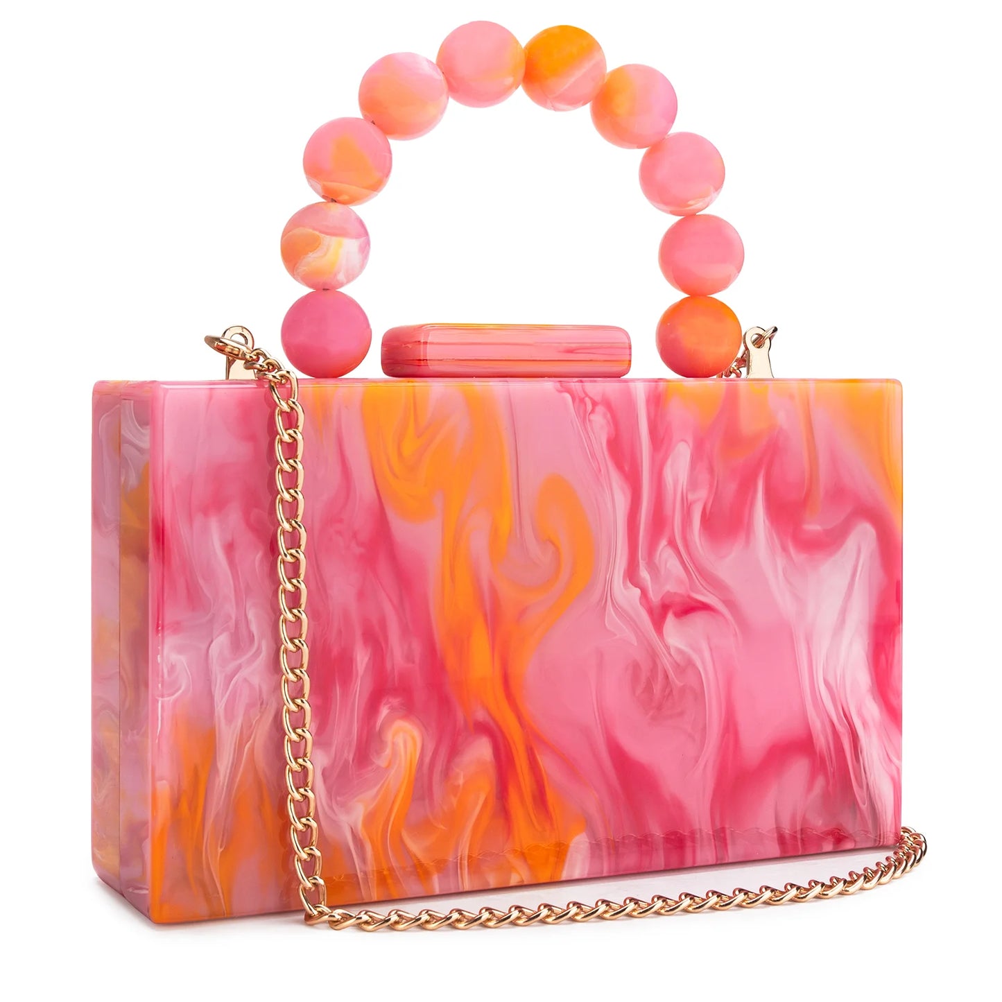 Luxury Acrylic Marble Box Clutch Bag Chain For Party Wedding