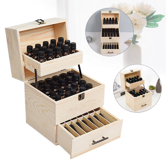 Premium Wooden Essential Oil Storage Box With 59 Grid Slots