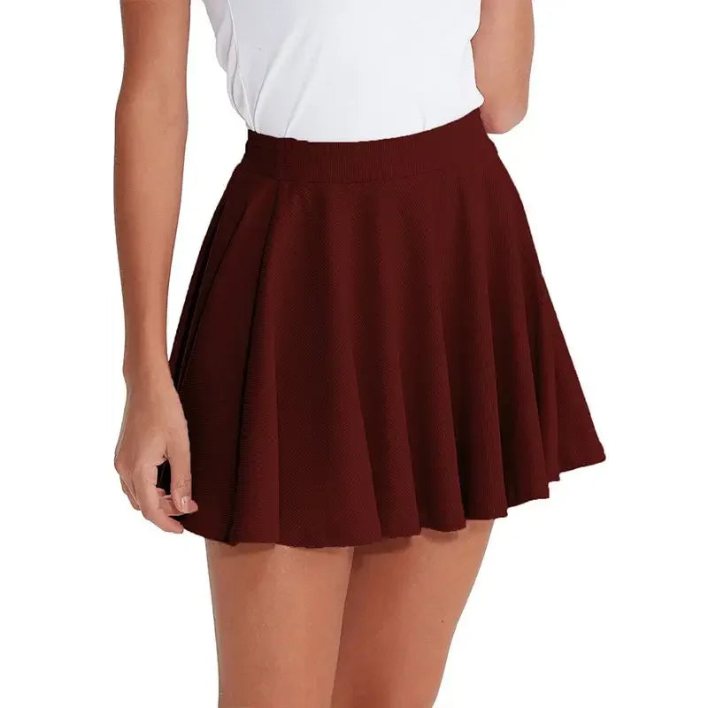Cotton Pleated Mini Skirt Casual Women Summer Fashion Versatile Female Skirt Free Shipping