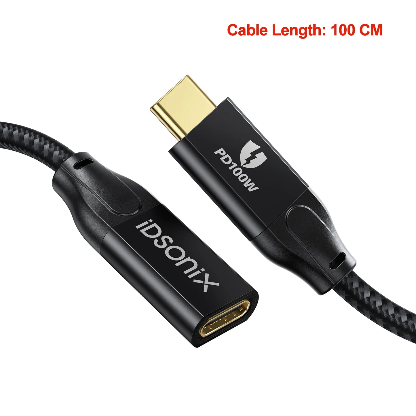 iDsonix USB C Extension Cable Nylon Braided USB C Extender Support 4k@60Hz/100W Fast Charging Type C 3.2 Gen2*2 Extension Cable