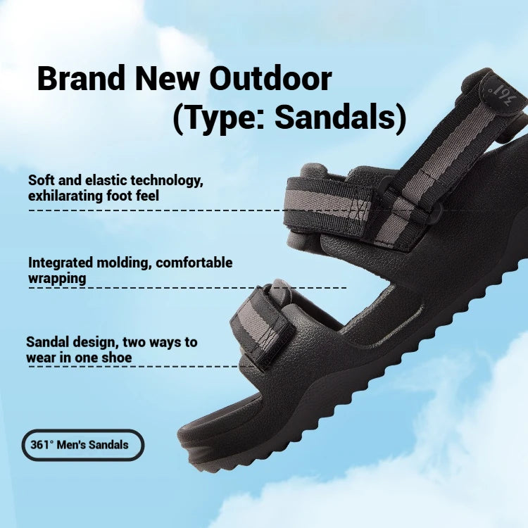 361 Degrees Men's Sandals Waterproof Quick-Dry Anti-Slip Outdoor Slides