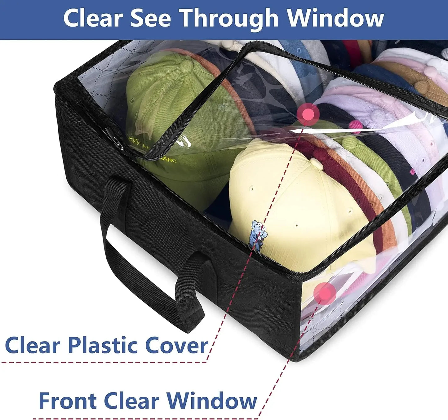 Large Capacity Hat Organizer Cap Holder Black Non Woven Hats Clothes Foldable Storage Hanging Bags Storage Boxes Hangers